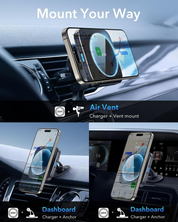 MagSafe Car Mount Charger – 15W Fast Wireless Charging Magnetic Holder for iPhone & Galaxy
