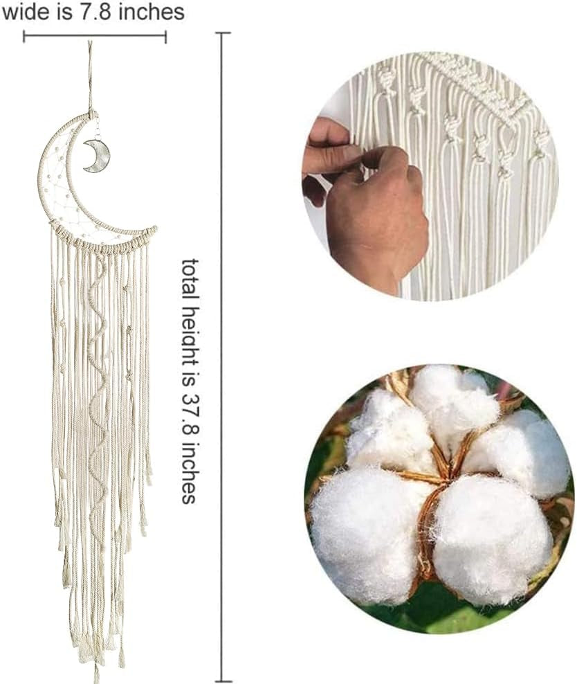 Macrame Moon Dream Catcher Wall Hanging with LED Light