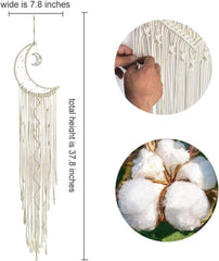 Macrame Moon Dream Catcher Wall Hanging with LED Light