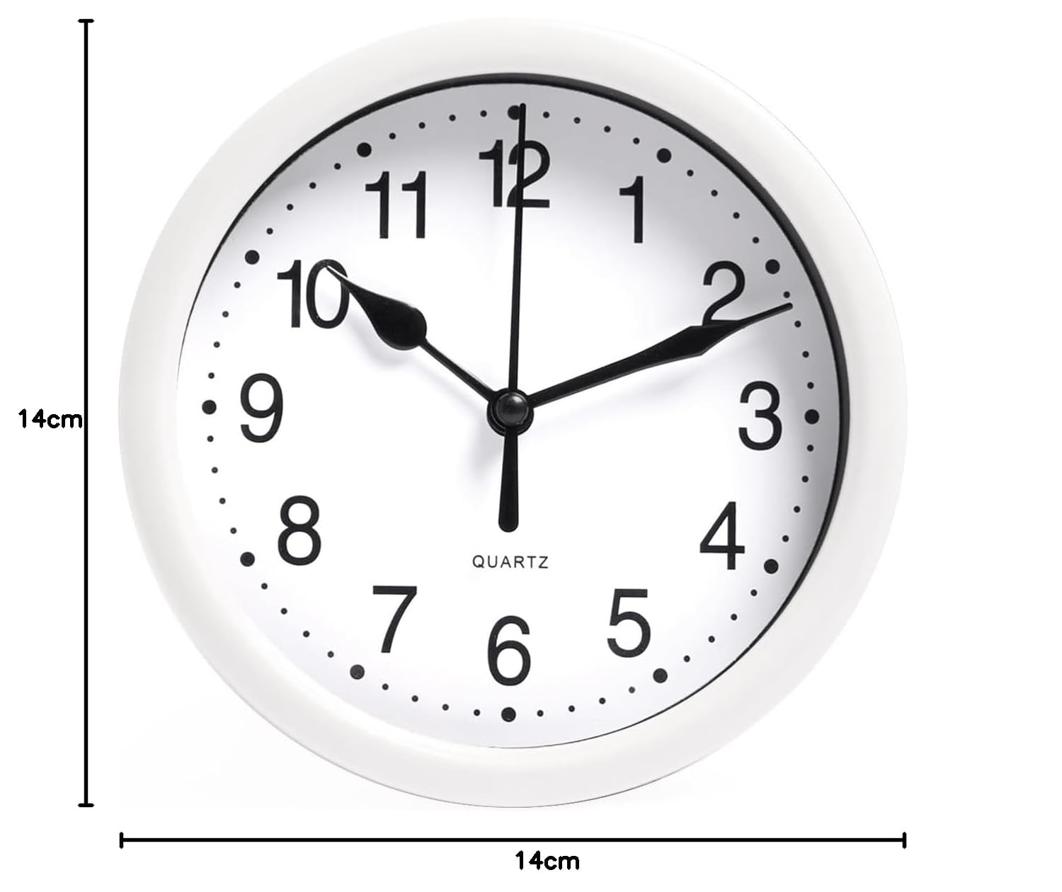 Small Round Modern Wall Clock, Easy Read Large Numbers, Silent Design, White