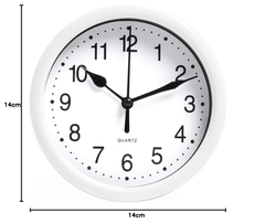 Small Round Modern Wall Clock, Easy Read Large Numbers, Silent Design, White