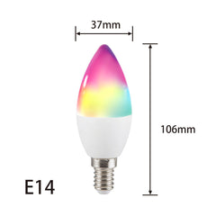 Smart WiFi LED E14 Bulb - Music Sync,  5W 2700K-6500K,RGB+Warm/Cool White, Alexa & Google Home Compatible