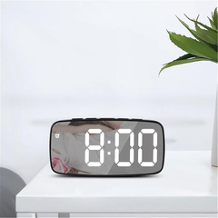 LED Mirror Alarm Clock with Snooze, Voice Control & Adjustable Brightness
