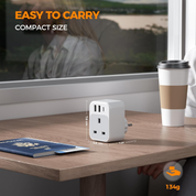 UK to EU Plug Adapter 2 Pack, 4-in-1 Europe Travel Adapter with 3 USB & USB-C