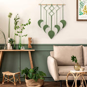 Macrame Green Leaf Boho Wall Hanging Tapestry Décor