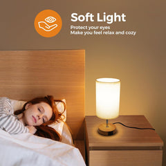Touch Bedside Lamps Set of 2 with USB Ports