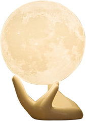 3D Moon Lamp 11.9cm with Wooden Base, Night Light for Home Decor, Best Gift for Kids and Adults