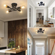 Vintage 4-Light Black Ceiling Fixture