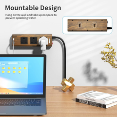 3 Way Wood Grain Extension Lead with USB Ports – 2M Surge Protected Power Strip