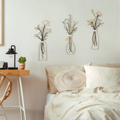 3 Pcs Metal Flower Wall Art Rustic Boho Décor Set