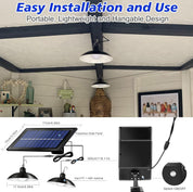 LED Solar Pendant Hanging Light Dimmable Indoor Outdoor Garden Yard Shed Lamp