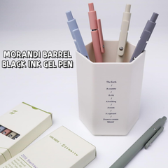 Gel Pens 0.5mm Fine Point | Smooth Black Ink | Retractable Silicone Grip (5 Pcs Morandi)