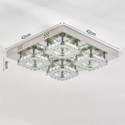Modern Square Crystal LED Ceiling Light – Elegant Chrome Chandelier for Living Room, Bedroom & More
