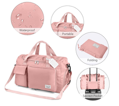 Foldable Duffel Bag – Lightweight Travel, Gym & Weekend Holdall with Wet Pocket, Pink