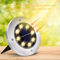 Solar Lights for Outdoor Garden/ Ground, 8 LED 8 Pcs | IP67 Waterproof, Solar Path Lights, - Warm (White)