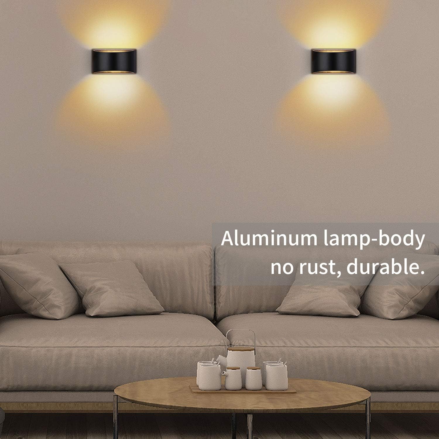 Dimmable LED Wall Light – 10W Modern Up & Down Indoor Black Wall Sconce