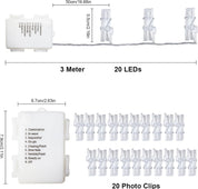 3M Photo Clip String Lights – 20 LED, 8 Modes, Battery Powered