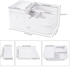 White Makeup Organizer Box with Drawers – Skincare & Cosmetic Storage Case