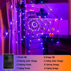 Halloween Spider Web Lights with Plush Spider Decoration
