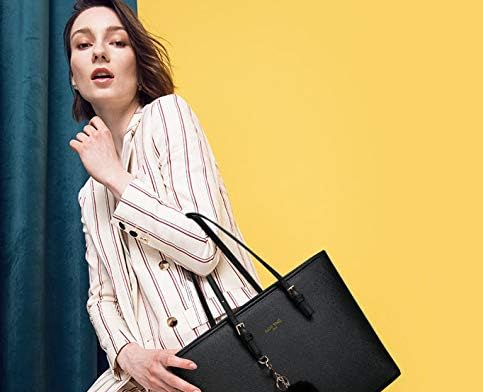 Women’s PU Leather Laptop Tote Bag – 15.6 Inch Large Shoulder Handbag for Work, School & Travel