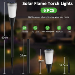 Solar Torch Lights Outdoor 10 Pack with Flickering Flame