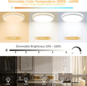 24W Bathroom Ceiling Light Dimmable LED with Remote