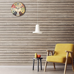 Vintage 30cm French Country Wooden Wall Clock, Silent Non-Ticking Rustic Design