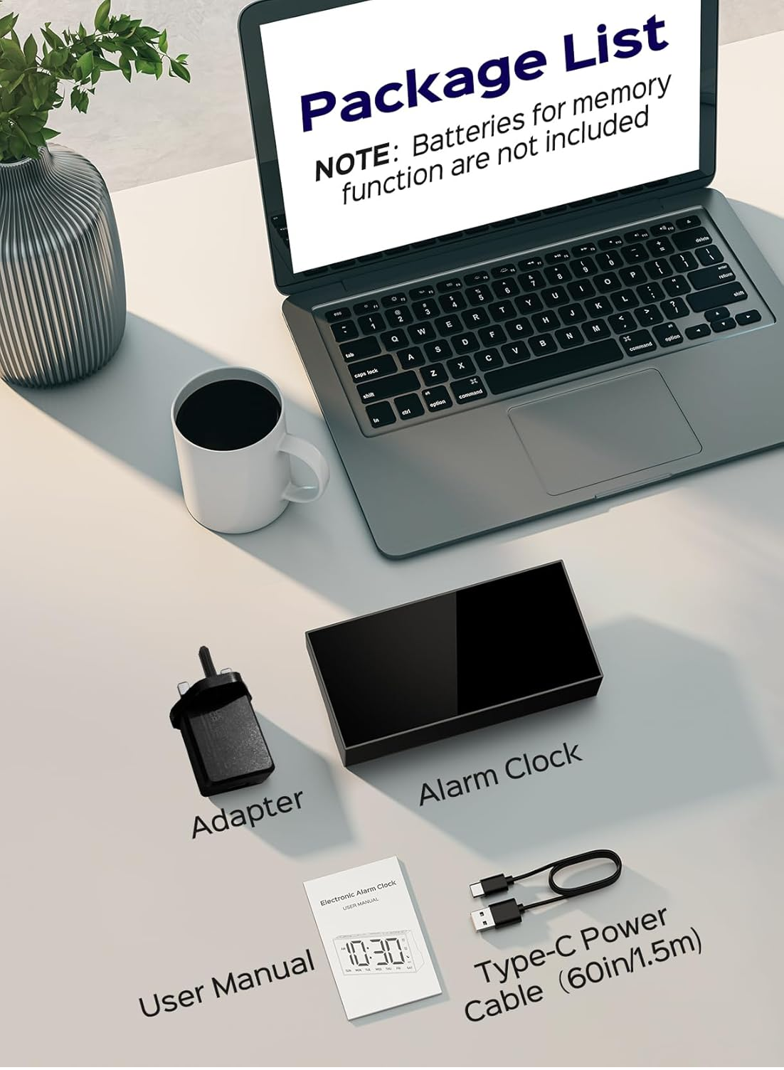 Digital Alarm Clock with Dual Alarms, USB Port, Snooze & 4-Level Brightness