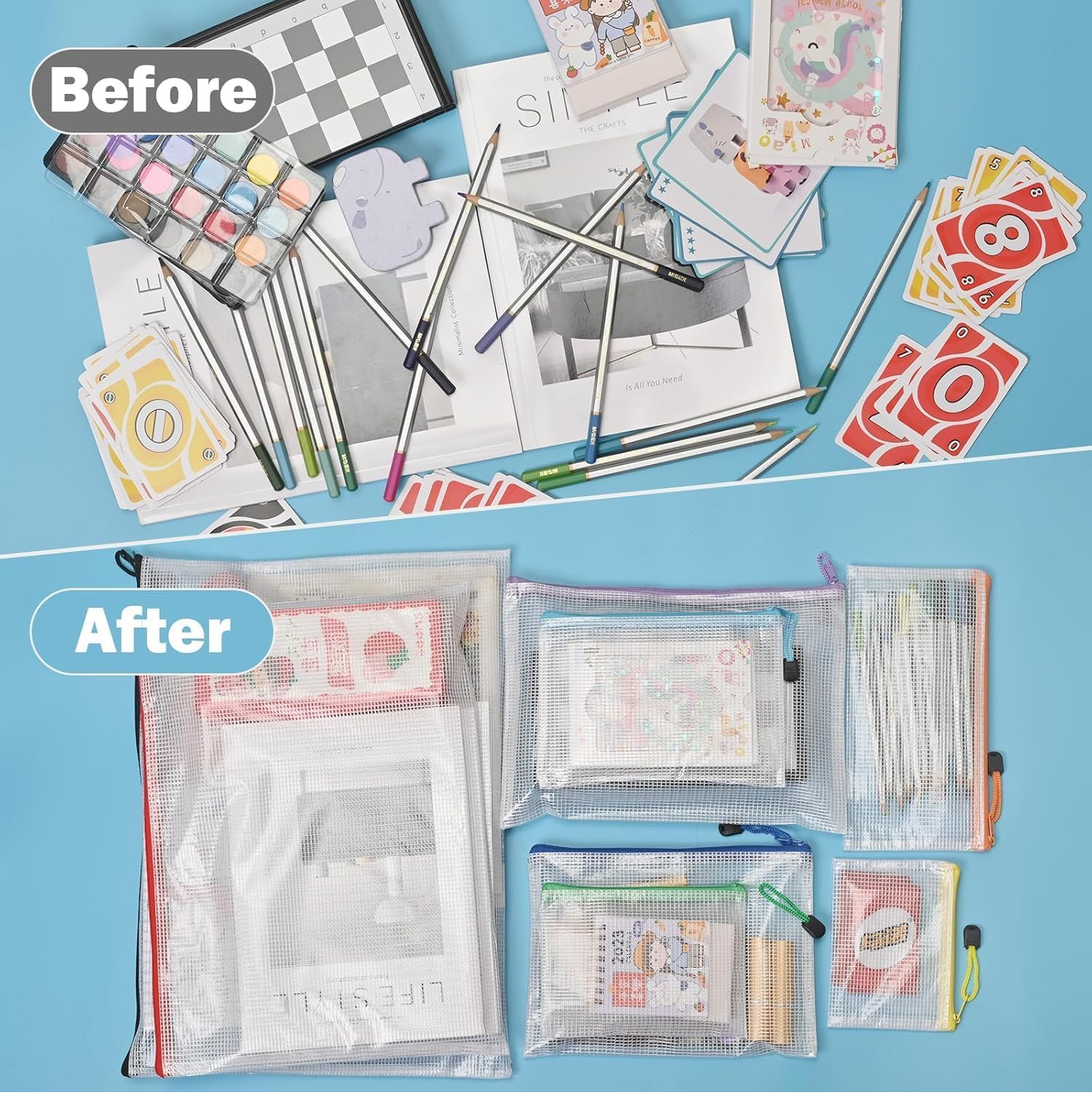 20PCS Zip Lock Document Wallets – Multi-Size Plastic Folders for Office & School