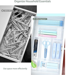 14 Pcs Clear Drawer Organiser Trays – Versatile Storage for Office, Kitchen & Makeup
