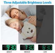 Digital LED Alarm Clock with Snooze, Temperature & Adjustable Brightness
