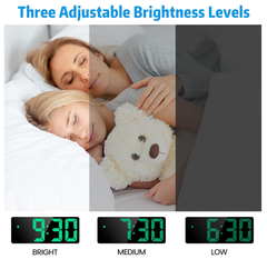 Digital LED Alarm Clock with Snooze, Temperature & Adjustable Brightness