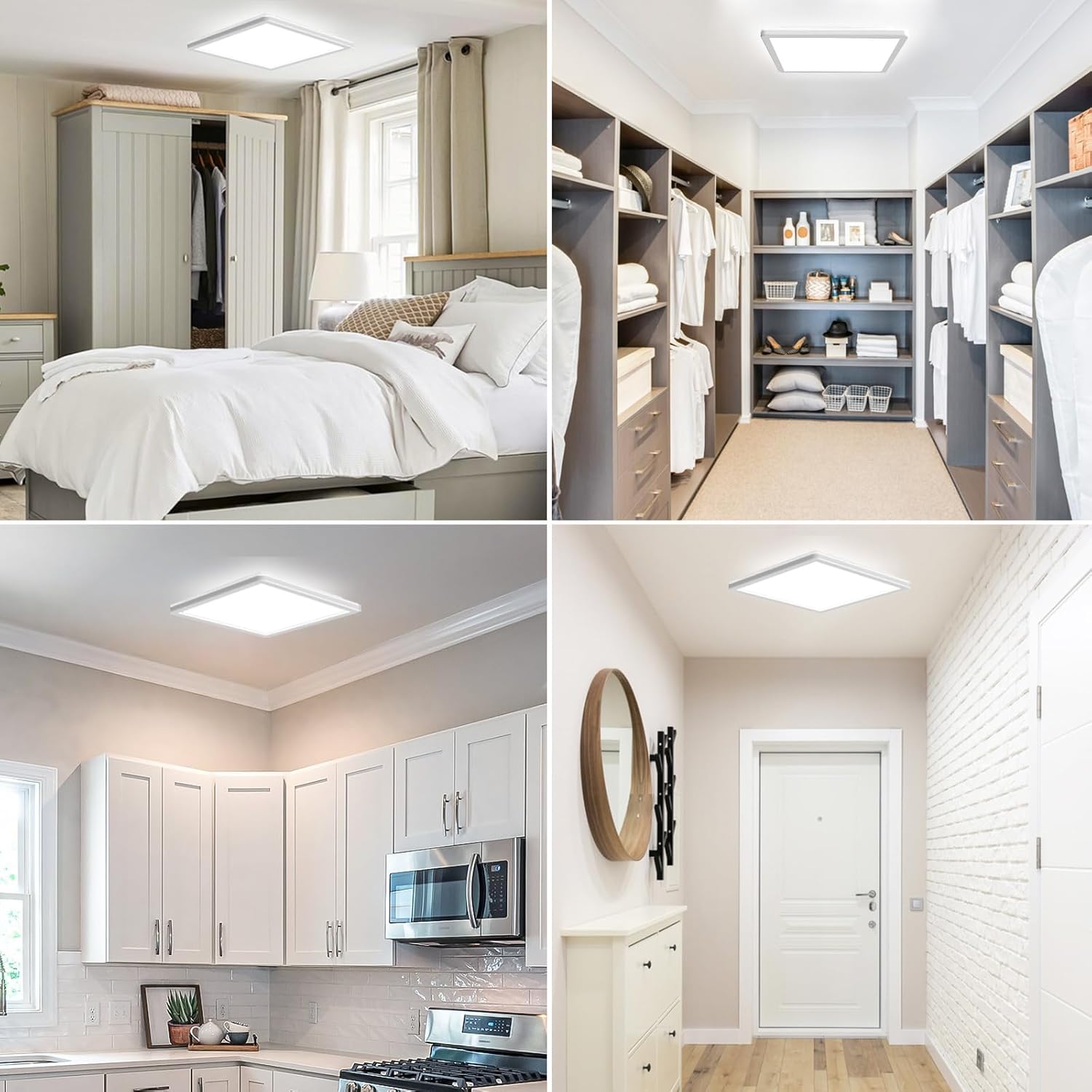 18W Square LED Ceiling Light – 1500LM, 5000K Daylight, IP54 Waterproof, Flush Mount Fixture (30cm) for Bathroom, Kitchen, or Bedroom
