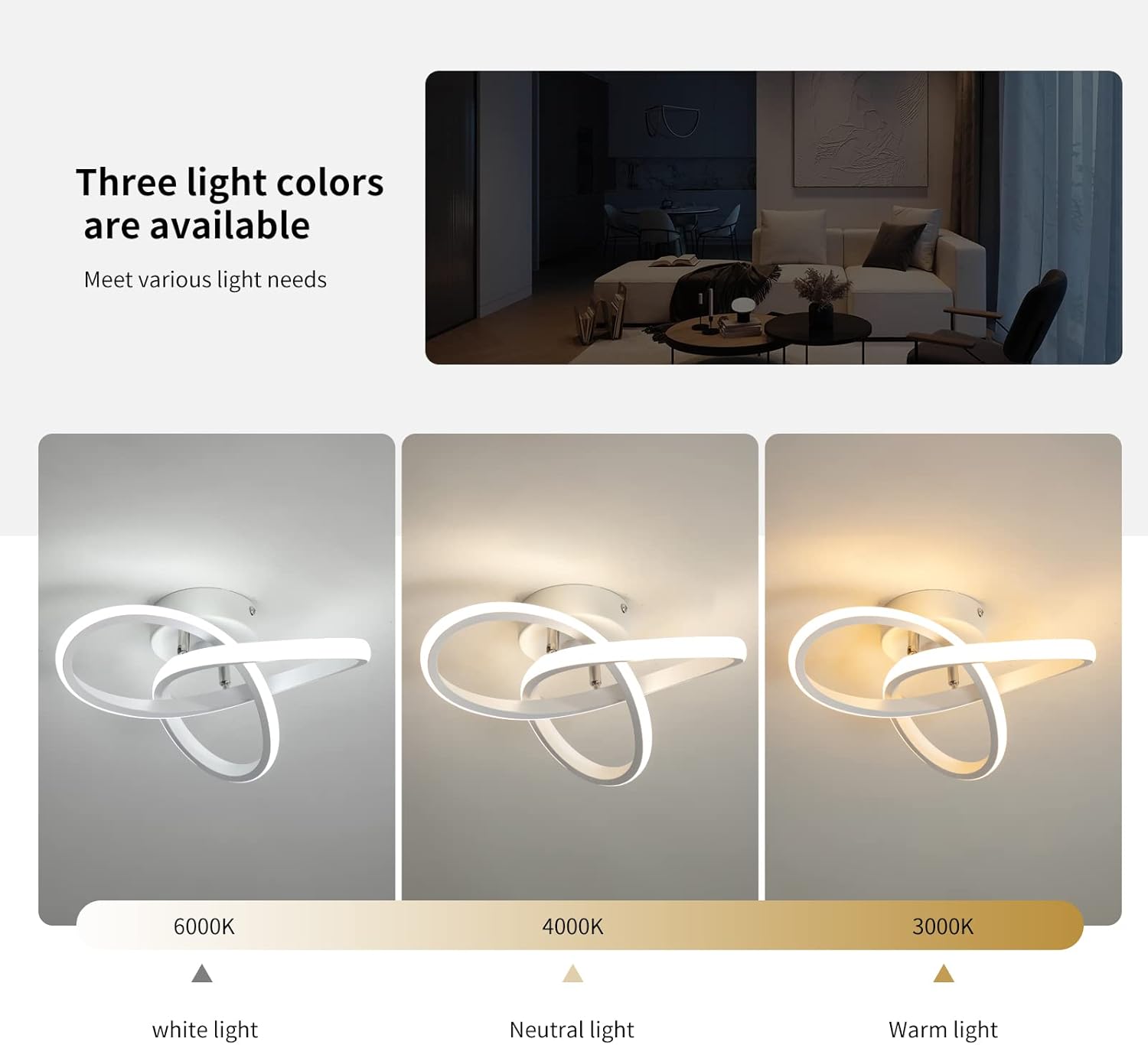 minfair Modern LED Ceiling Light – Round Geometry, 18W, 24cm Diameter