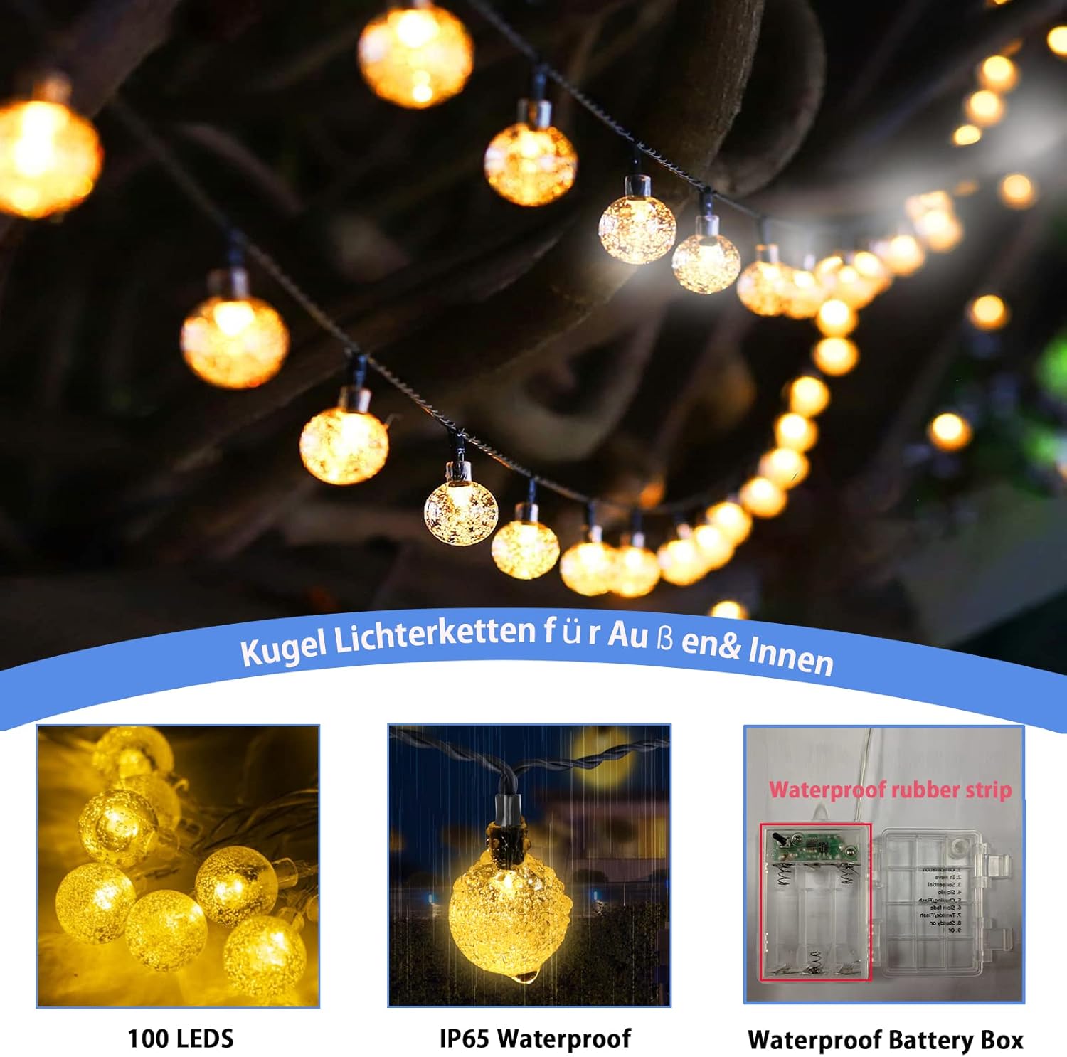 Battery Globe Fairy Lights with Remote, 100 LEDs, 10M