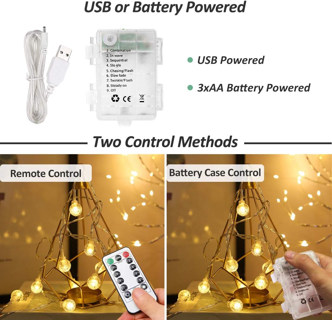 100 LED Globe Fairy Lights – USB & Battery Operated