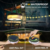 Solar Camping String Lights, 42Ft, 160 LED, USB Rechargeable