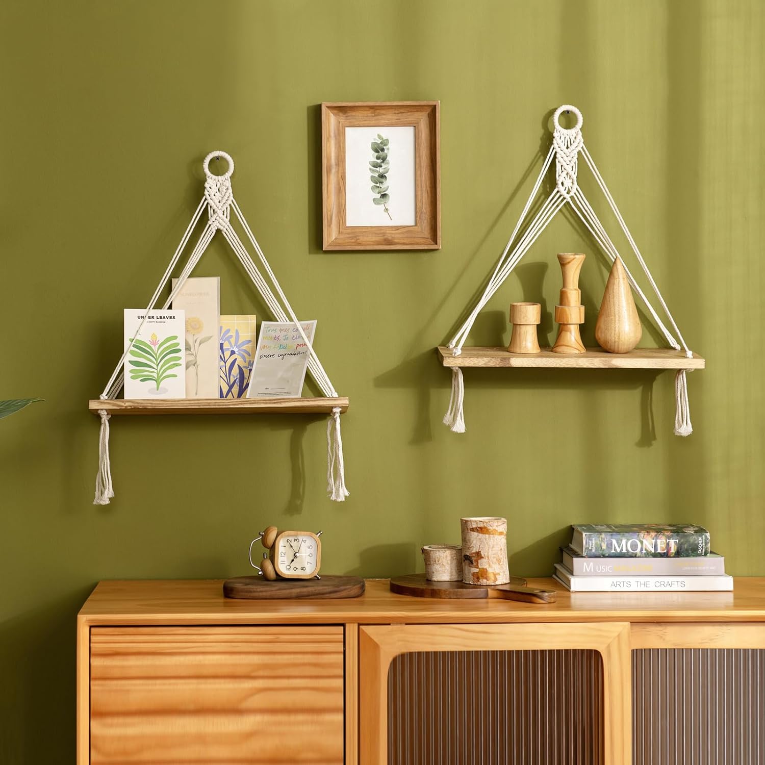 Macrame Hanging Shelves Set of 2 Boho Wall Décor