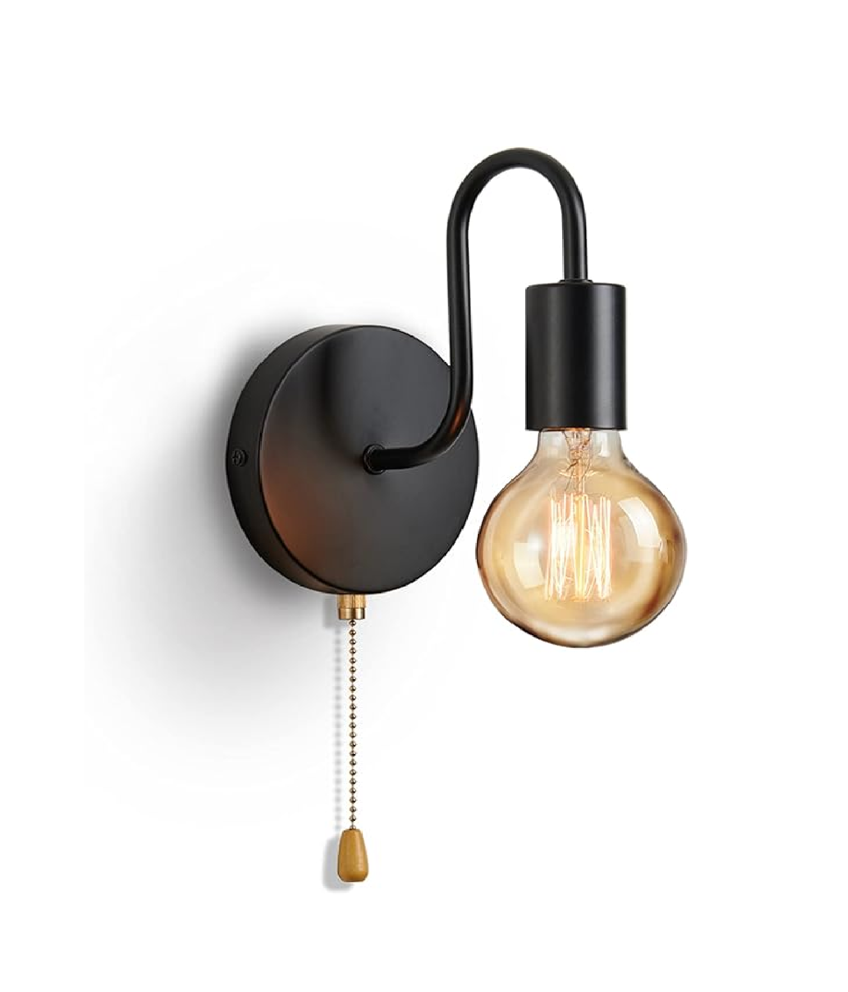Vintage Industrial Wall Lamp Set with Pull Cord Switch