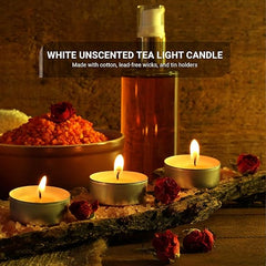 Tea Lights Candles 4 hour burn (100 Pack) - White lights - Unscented 3.8 x 2.3 cm - 4hr