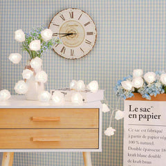 LED Rose Flower String Lights, 20 Warm White Battery Fairy Lights