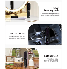 Cordless Hair Straightener Brush – Portable Heated Brush for Quick Styling & Travel