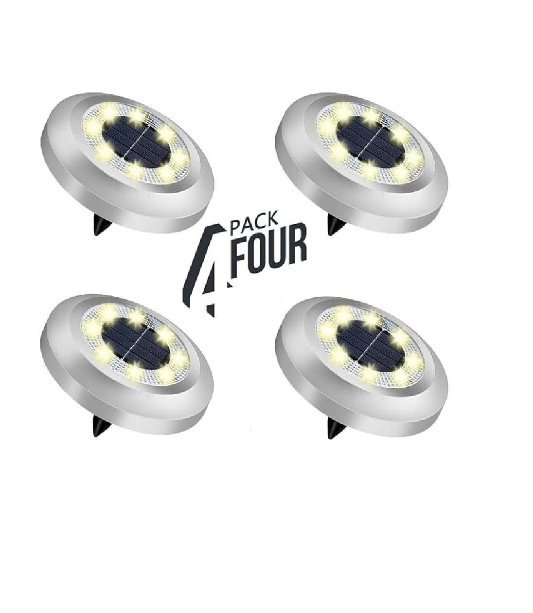 8-Pack Solar Disk Lights, Bright White Outdoor Pathway Lamps