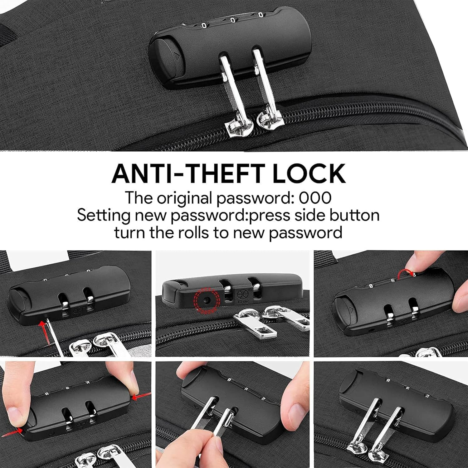 Anti-Theft Laptop Backpack – 17.3" Water-Resistant Business Travel Bag with USB Port