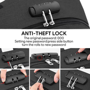 Anti-Theft Laptop Backpack – 17.3" Water-Resistant Business Travel Bag with USB Port