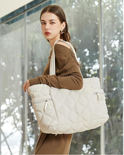 Large Puffer Tote Bag for Women – Lightweight Fluffy Shoulder Handbag