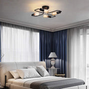 Vintage 4-Light Black Rustic Semi-Flush Ceiling Chandelier