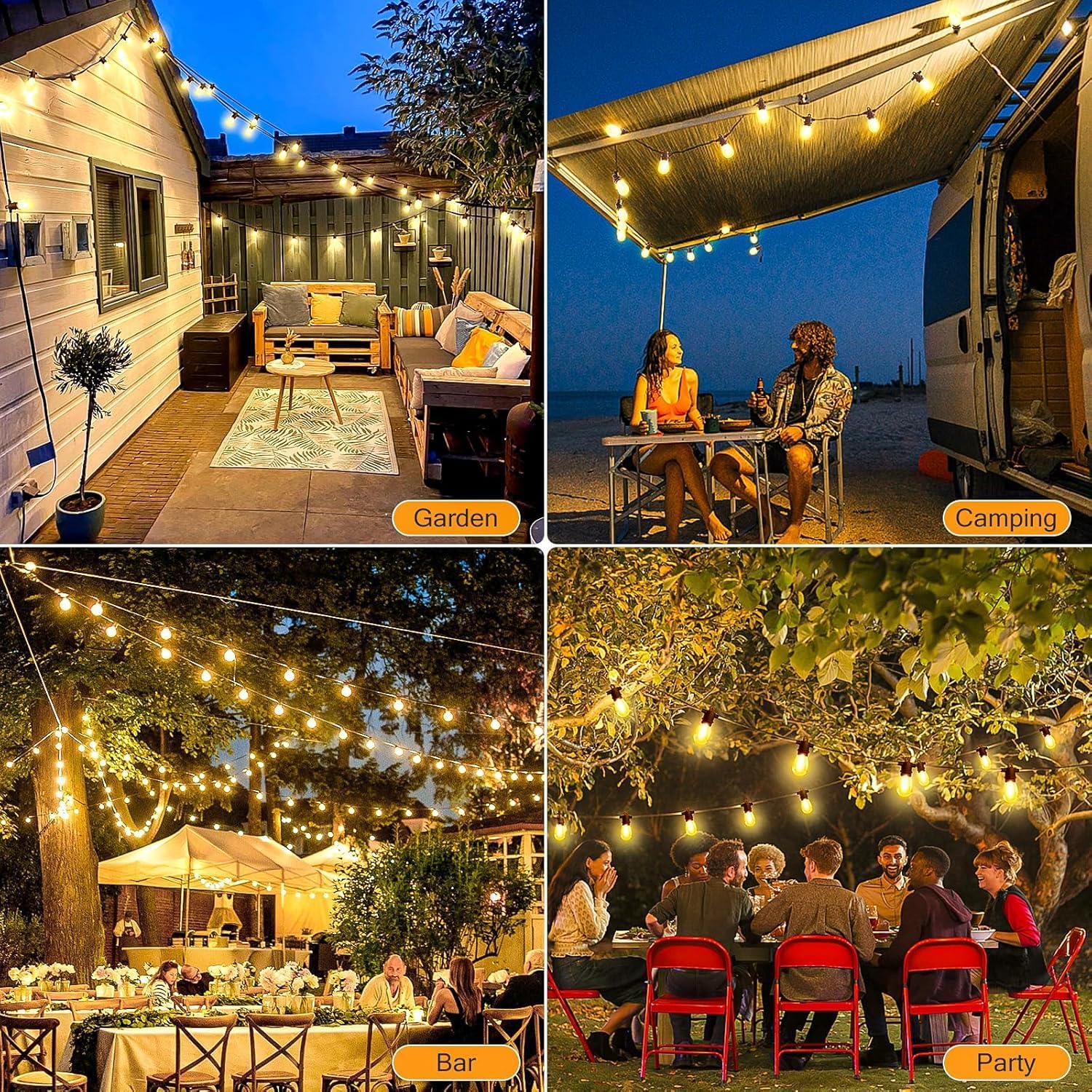 150ft Outdoor Festoon Lights with Remote & Dimmable LEDs