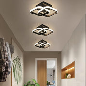 22W Modern Square LED Ceiling Light, 3000K Warm White, Black Flush Mount Ceiling Light for Hallway, Bedroom, Kitchen, Living Room, Office, Dining Room & Entryway