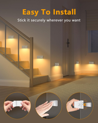 Wireless Motion Sensor Stair Lights – USB Rechargeable Magnetic Night Lights (4 Pack)